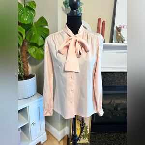 Vintage 1960s Peach Blouse with Bow Tie